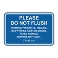 thumbnail image 1 of Signs ByLITA Classic Framed, Please Do Not Flush Feminine Products, Tissues, Baby Wipes, Cotton Swabs, Paper Towels, Diapers or Trash. Thank you, Sign (Blue) - Small, 1 of 6