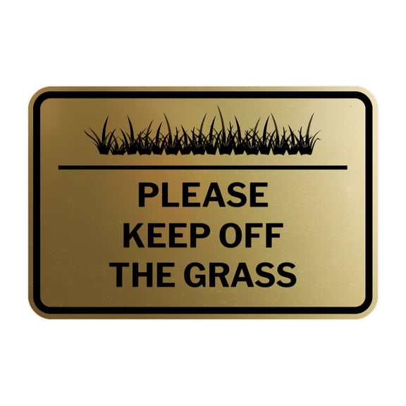 Signs ByLITA Classic Framed Please Keep Off the Grass Sign (Brushed Gold) - Small