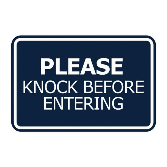 Signs ByLITA Classic Framed Please Knock Before Entering Sign (Navy Blue / White) - Small