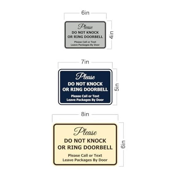 Signs ByLITA Classic Framed Please Do Not Knock Or Ring Doorbell Wall or Door Sign - Easy Installation | Mail Delivery Instruction | Do Not Disturb (Black) - Small 5 Pack
