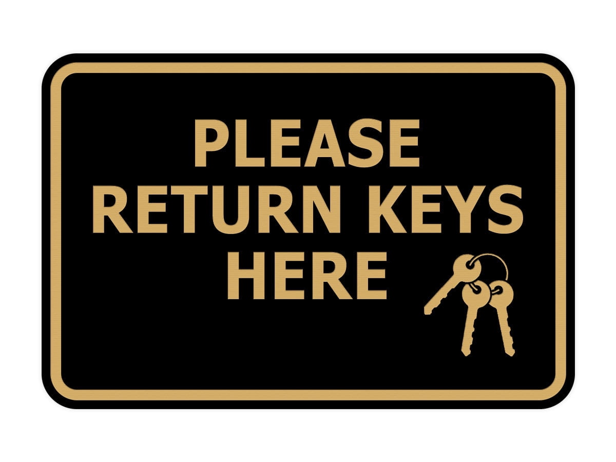 Signs ByLITA Classic Framed Please Return Keys Here Sign (Black Gold ...