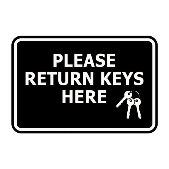 Signs ByLITA Classic Framed Please Return Keys Here Sign (Black) - Small