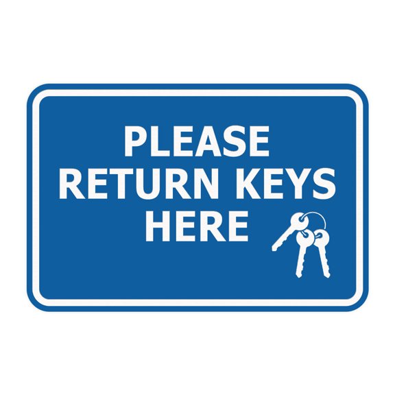 Signs ByLITA Classic Framed Please Return Keys Here Sign (Blue) - Medium