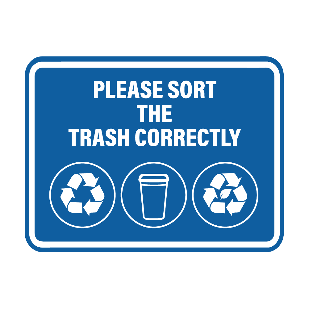 Signs ByLITA Classic Framed Please Sort The Trash Correctly Sign (Blue ...