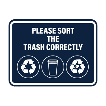 Signs ByLITA Classic Framed Please Sort The Trash Correctly Sign (Navy Blue / White) - Large