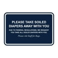 thumbnail image 1 of Signs ByLITA Classic Framed Please Take Soiled Diapers With You Sign (Navy Blue / White) - Small, 1 of 6