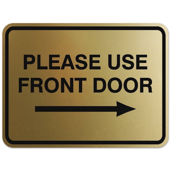 Signs ByLITA Classic Framed Please Use Front Door Right Sign - Easy Installation | Durable Material (Brushed Gold) - Medium