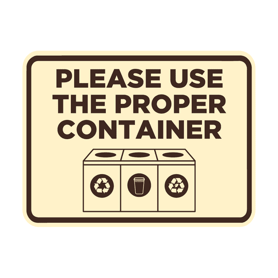 Signs ByLITA Classic Framed Please Use The Proper Container Sign (Ivory/Dark Brown) - Medium