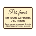 thumbnail image 1 of Signs ByLITA Classic Framed Por favor NO TOQUE LA PUERTA O EL TIMBRE llame o envie un mensaje de texto deje el paquete frente a la puerta Sign (Ivory/Dark Brown) - Large, 1 of 8