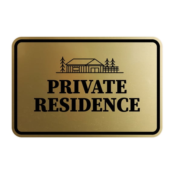 Signs ByLITA Classic Framed Private Residence Sign (Brushed Gold) - Small
