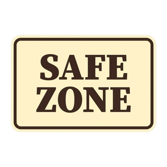 Signs ByLITA Classic Framed, Safe Zone Sign (Ivory/Dark Brown) - Large