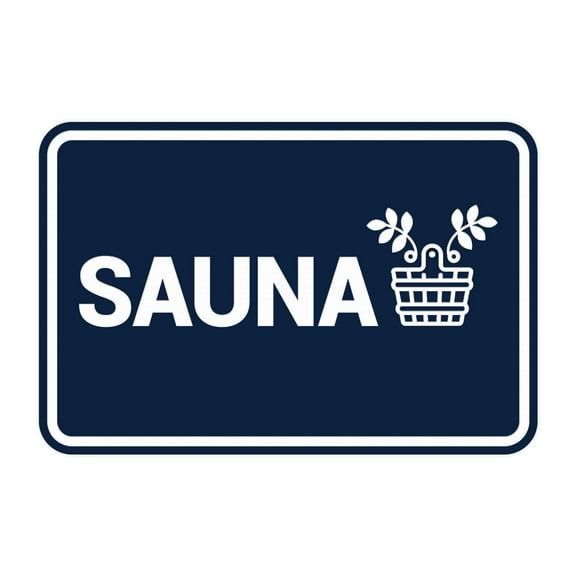 Signs ByLITA Classic Framed Sauna Sign (Navy Blue / White) - Large