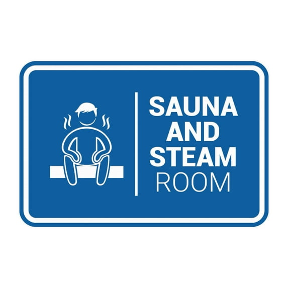 Signs ByLITA Classic Framed Sauna and Steam Room Sign (Blue) - Small
