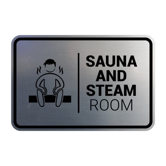 Signs ByLITA Classic Framed Sauna and Steam Room Sign (Brushed Silver) - Small