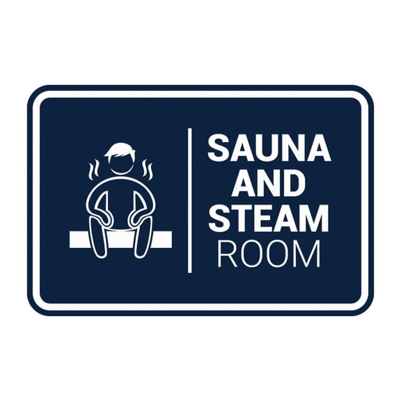 Signs ByLITA Classic Framed Sauna and Steam Room Sign (Navy Blue / White) - Large