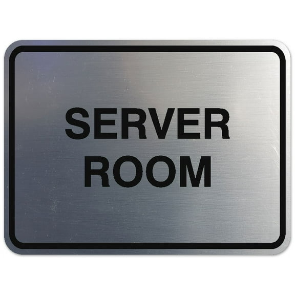Signs ByLITA Classic Framed Server Room Sign | Durable Material | Office Sign (Brushed Silver) - Small