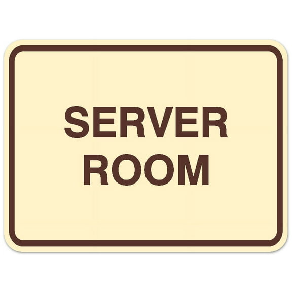 Signs ByLITA Classic Framed Server Room Sign | Durable Material | Office Sign (Ivory/Dark Brown) - Small