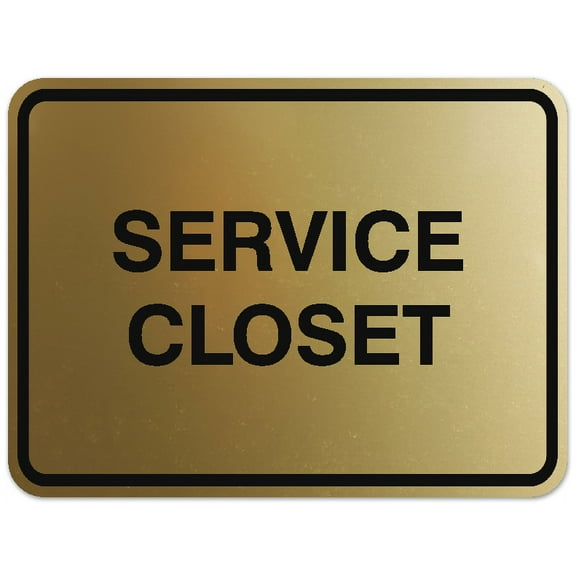 Signs ByLITA Classic Framed Service Closet Sign | Durable Material | Storage Sign (Brushed Gold) - Small