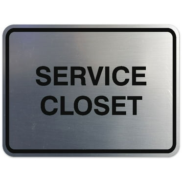 Signs ByLITA Classic Framed Service Closet Sign | Durable Material | Storage Sign (Brushed Silver) - Small