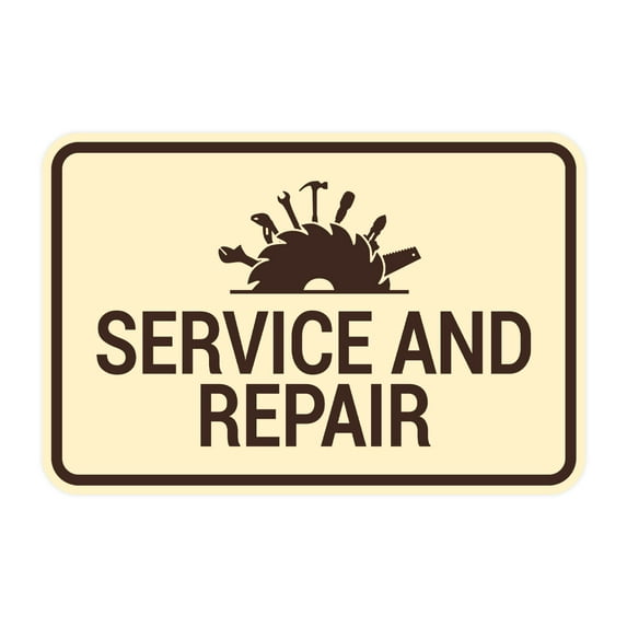 Signs ByLITA Classic Framed Service and Repair Sign (Ivory/Dark Brown) - Large