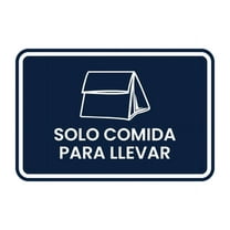 Signs ByLITA Classic Framed Solo Comida para llevar Door or Wall Sign (Navy Blue / White) - Large