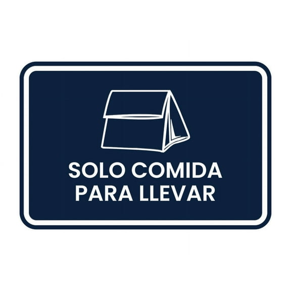 Signs ByLITA Classic Framed Solo Comida para llevar Door or Wall Sign (Navy Blue / White) - Large
