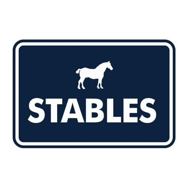 Signs ByLITA Classic Framed Stables Sign (Navy Blue / White) - Large