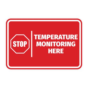 Signs ByLITA Classic Framed Stop! Temperature Monitoring Here Door or Wall Sign Easy Installation | Health And Safety | Building And Hospitality Sign (Red) - Large