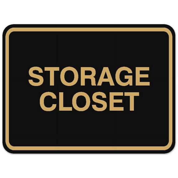 Signs ByLITA Classic Framed Storage Closet Sign | Durable Material | Office Sign (Black /Gold) - Small