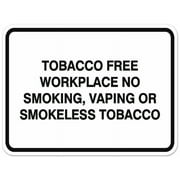 Signs ByLITA Classic Framed TOBACCO FREE WORKPLACE NO SMOKING, VAPING OR SMOKELESS TOBACCO Door or Wall Sign Durable ABS Plastic | Laser Engraved | Easy Installation | Elegant Design (White) - Small