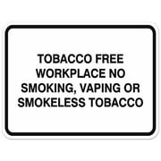 Signs ByLITA Classic Framed TOBACCO FREE WORKPLACE NO SMOKING, VAPING OR SMOKELESS TOBACCO Door or Wall Sign Durable ABS Plastic | Laser Engraved | Easy Installation | Elegant Design (White) - Large
