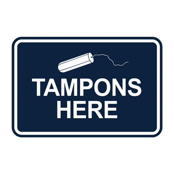 Signs ByLITA Classic Framed Tampons Here Sign (Navy Blue / White) - Large