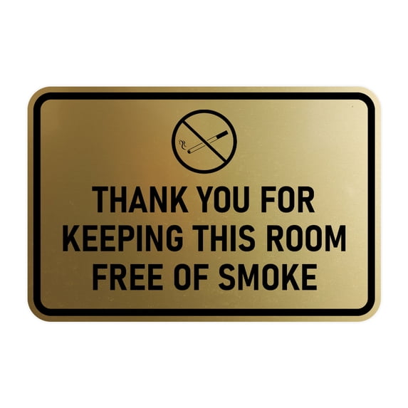 Signs ByLITA Classic Framed Thank You For Keeping This Room Free Of Smoke Sign (Brushed Gold) - Small