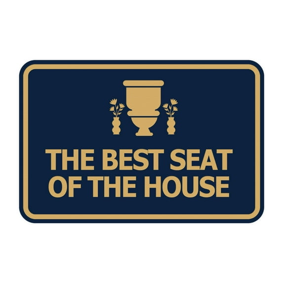 Signs ByLITA Classic Framed The Best Seat Of The House Sign (Navy Blue/Gold) - Large