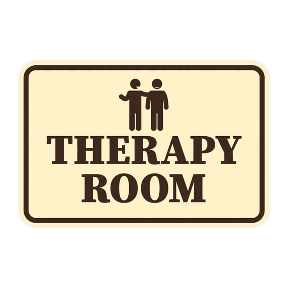 Signs ByLITA Classic Framed, Therapy Room Sign (Ivory/Dark Brown) - Medium