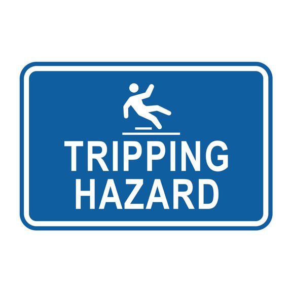 Signs ByLITA Classic Framed Tripping Hazard Graphic Durable ABS Plastic | Laser Engraved | Easy Installation | Elegant Design Sign (Blue) - Small