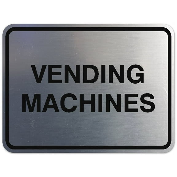 Signs ByLITA Classic Framed Vending Machines Sign | Durable Material | Office Sign (Brushed Silver) - Small
