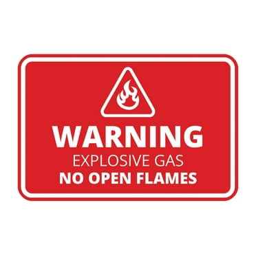 Signs ByLITA Classic Framed Warning: Explosive Gas - No Open Flames Door or Wall Sign Easy Installation | Health And Safety | Building And Warning Sign (Red) - Large