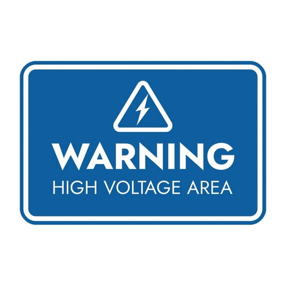 Signs ByLITA Classic Framed Warning: High Voltage Area Door or Wall Sign Easy Installation | Health And Safety | Building And Warning Sign (Blue) - Large