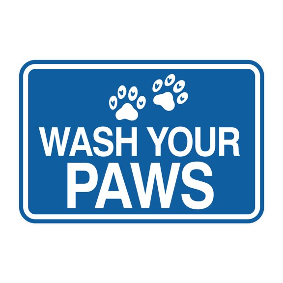 Signs ByLITA Classic Framed Wash Your Paws Sign (Blue) - Small