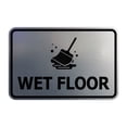 thumbnail image 1 of Signs ByLITA Classic Framed Wet Floor Graphic Durable ABS Plastic | Laser Engraved | Easy Installation | Elegant Design Sign (Brushed Silver) - Large, 1 of 8