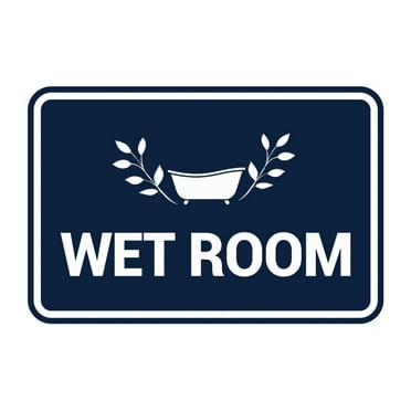 Signs ByLITA Classic Framed Wet Room Sign (Navy Blue/ White) - Large