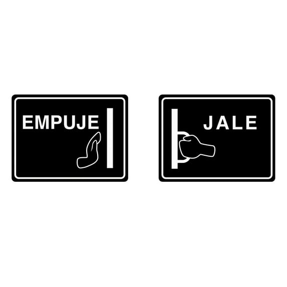 Signs ByLITA Classic Horizontal Empuje Jale Self-Adhesive Door Sign for Businesses, Shops, Restaurants, Hotels and more (2 Pack) Sign (Black) - Small