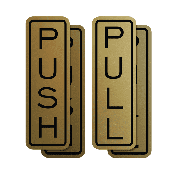 Signs ByLITA Classic Vertical Push Pull Self-Adhesive Door Sign for Businesses, Shops, Restaurants, Hotels and more (2 Pack) Sign (Brushed Gold) - Medium