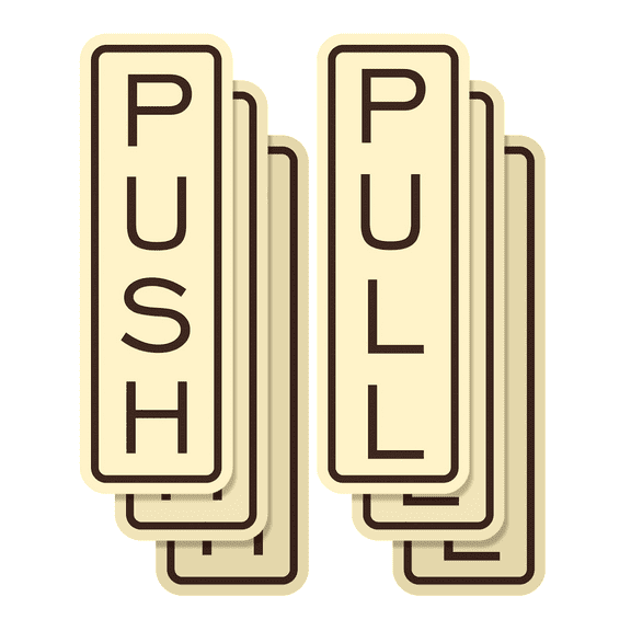 Signs ByLITA Classic Vertical Push Pull Self-Adhesive Door Sign for Businesses, Shops, Restaurants, Hotels and more (3 Pack) Sign (Ivory/Dark Brown) - Medium