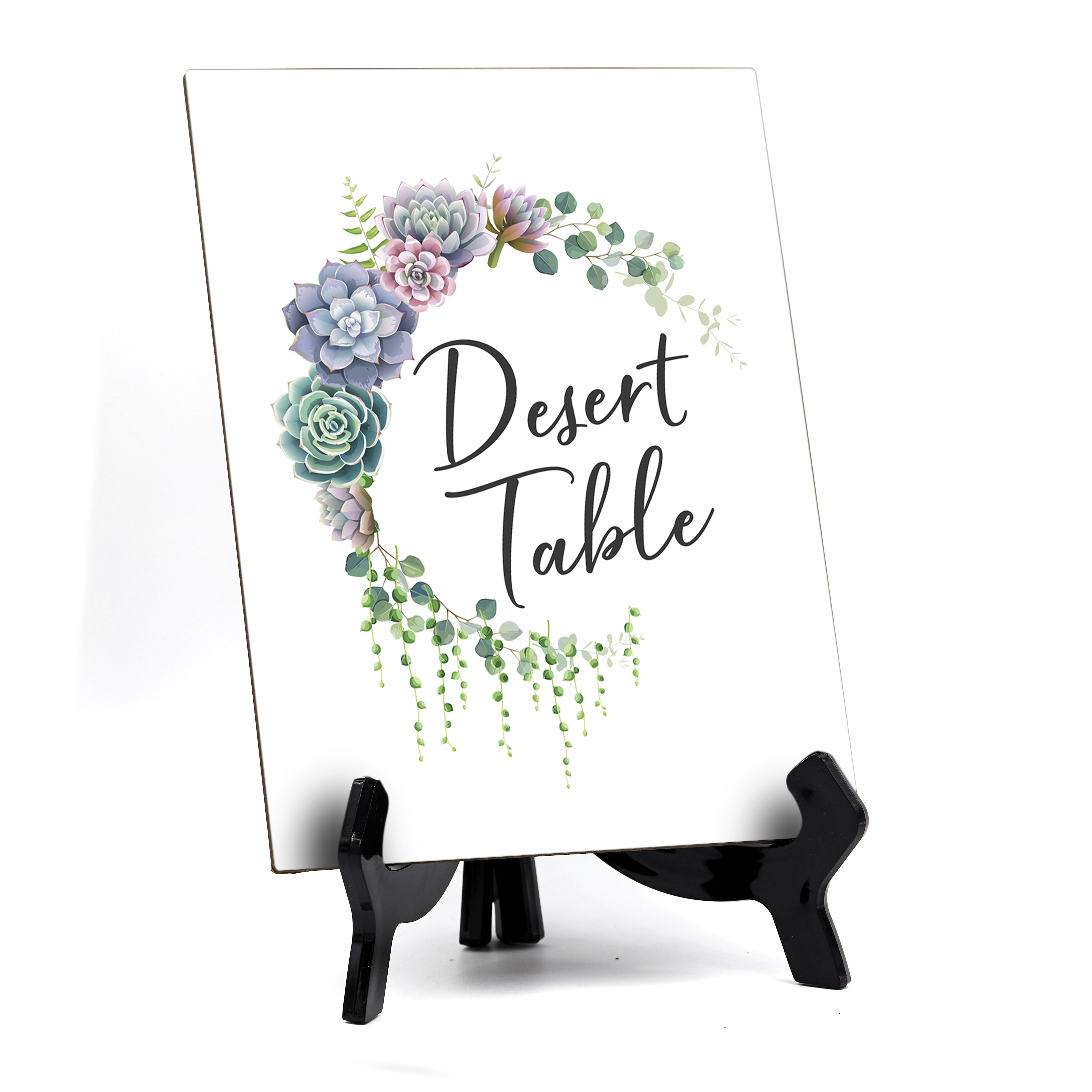 Creent Sign Signs ByLITA Desert Table Sign with Easel, Floral Crescent Design (6