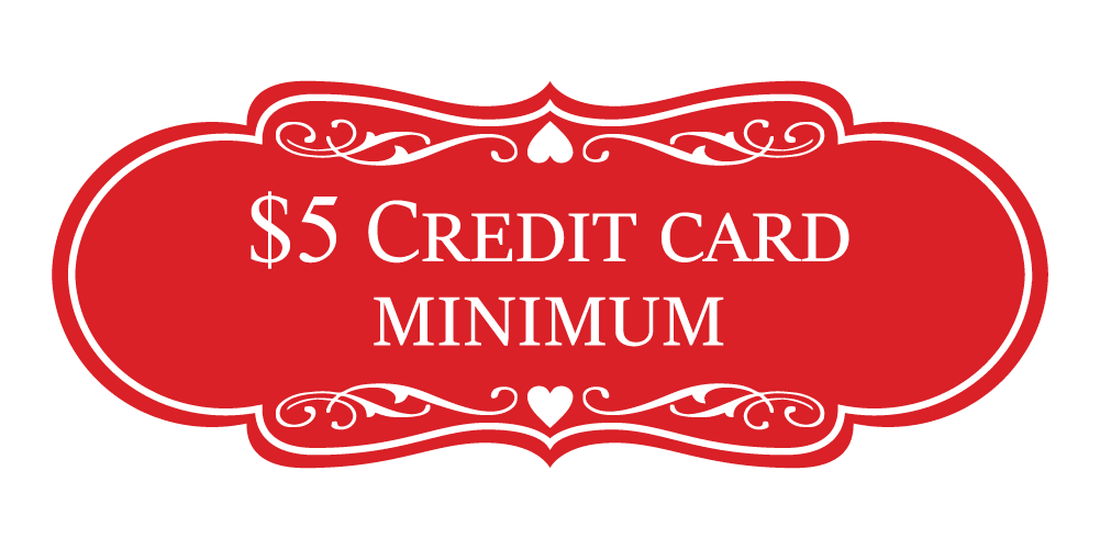 Signs ByLITA Designer $5 Credit Card Minimum Sign (Red) - Medium ...