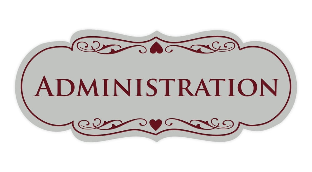 Signs ByLITA Designer Administration Sign (Light Grey / Burgundy ...