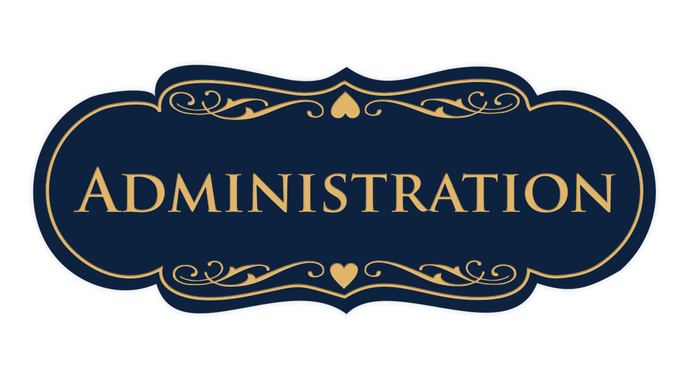 Signs ByLITA Designer Administration Sign (Navy Blue/Gold) - Medium ...