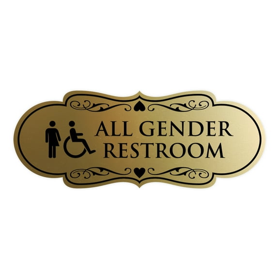 Signs ByLITA Designer All Gender Room Restroom Sign (Brushed Gold) - Small